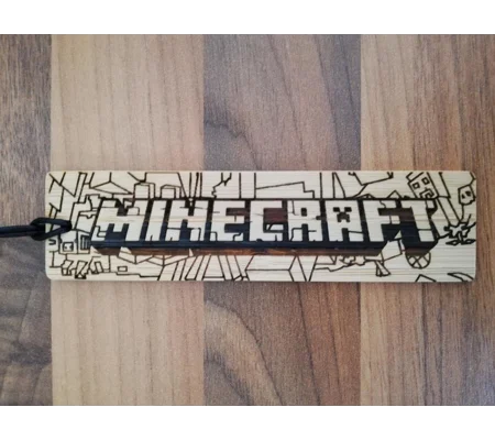 Minecraft laser engraved bookmark