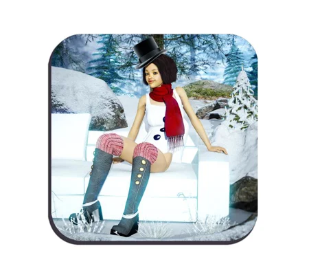 Original Art Drinks Coaster - Miley - Winter Scene