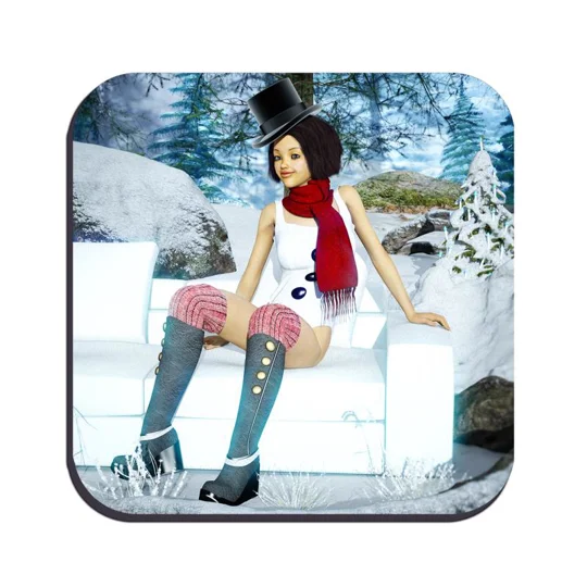 Original Art Drinks Coaster - Miley - Winter Scene