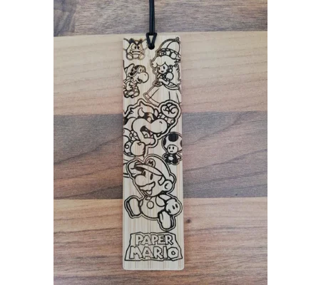 Paper Mario laser engraved bookmark