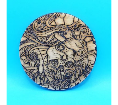 Pirates style laser engraved drinks coaster
