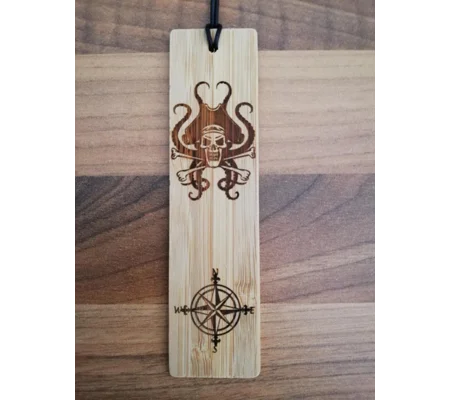 Pirate laser engraved bookmark