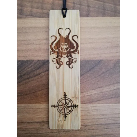 Pirate laser engraved bookmark