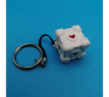 Portal Companion Cube - resin 3D printed keyring