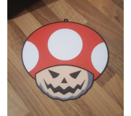 Super Mario Mushroom Pumpkin hanging window art