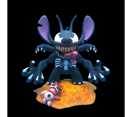 Stitch/Venom 3D resin printed hand-painted statue