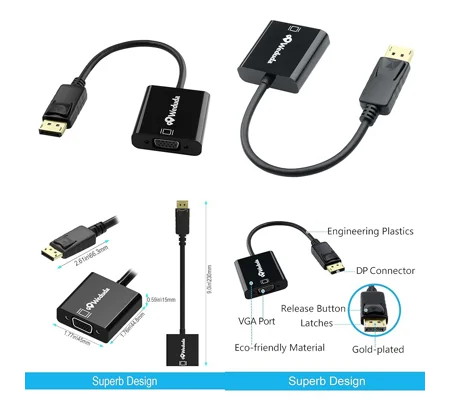 Weduda DisplayPort to VGA Adapter Gold-Plated