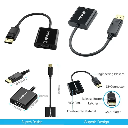 Weduda DisplayPort to VGA Adapter Gold-Plated