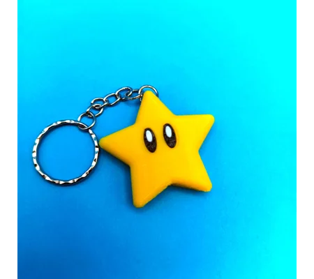Super Mario - Super Star - 3D Printed Keyring