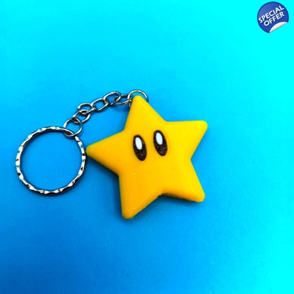 Super Mario - Super Star - 3D Printed Keyring Super Mario - Super Star - 3D Printed Keyring