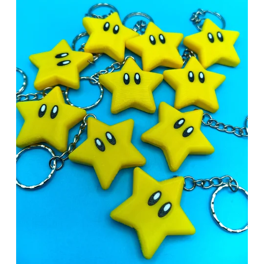 Super Mario - Super Star - 3D Printed Keyring