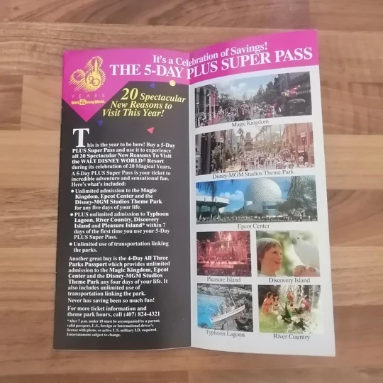 Walt Disney World 20 Magical Years - All Three Parks broacher