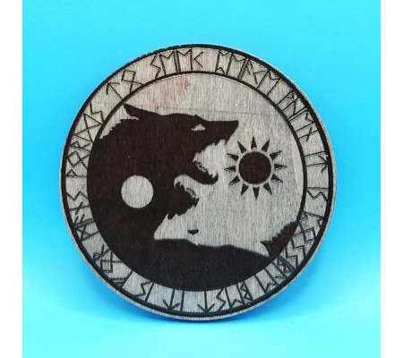 Wolf Ying Yang laser engraved drinks coaster