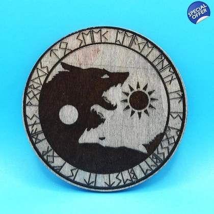 Wolf Ying Yang laser engraved drinks coaster Wolf Ying Yang laser engraved drinks coaster