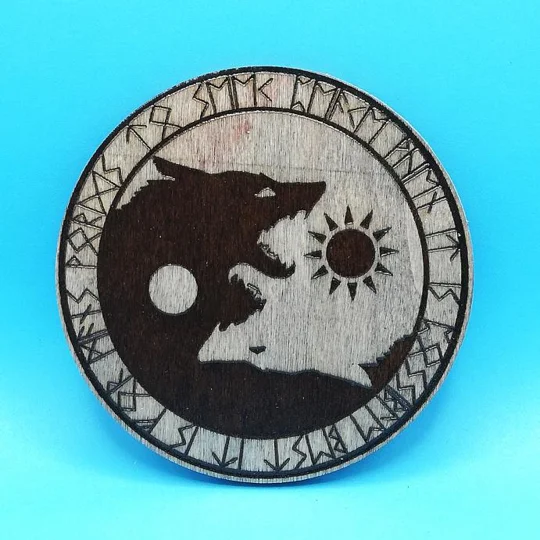 Wolf Ying Yang laser engraved drinks coaster