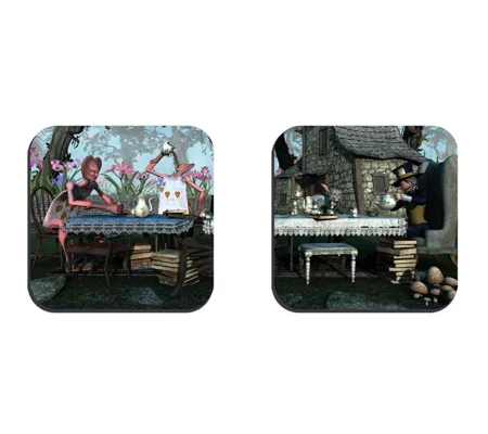x2 - Original Art Drinks Coaster - Hunt For The White Rabbit