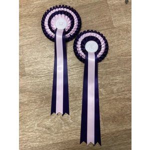 Best in show/Reserve Best in show rosettes. Three tier. Purple/Pink.