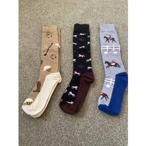 Long equestrian themed socks. BN. UK 6-9 EU 39-42