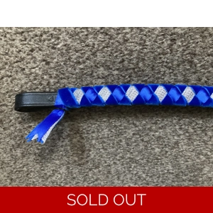 Royal Blue and silver browband. 13.5”. black leather. Royal Blue and silver browband. 13.5”. black leather.
