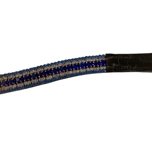 Blue and clear crystal diamante browband. Brown Leather. Pony Cob or Full