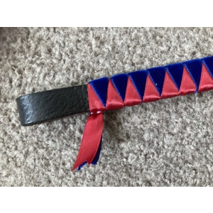 Navy velvet and Red satin sharkstooth browband. Cob size 15”. BN