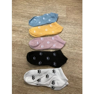 Ladies low cut trainer socks. 5 pairs  Animal paw print UK 4-7