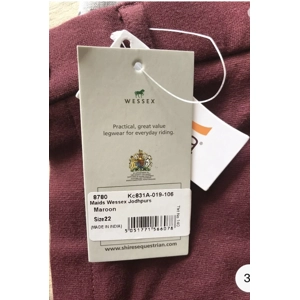 Shires wessex maroon maids jodphurs 22” BNWT.