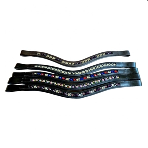 Elano Black Leather Hotfix Diamante Browband.  Cob or Full.  Various colours available.