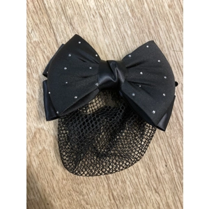 Satin/Crystal Hair Bun Net Black Hair Bun Barette Showing, Ballet, Skating. BNWT