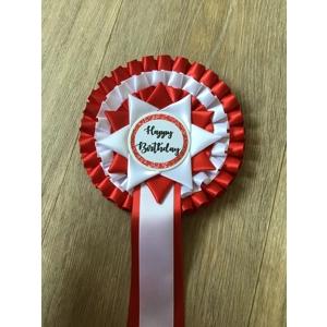 3 tier Happy bIrthday rosette with points.