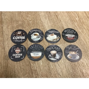 Set of 8 coffee themed coasters