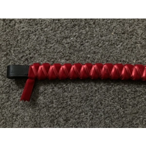 Red satin and velvet Ribbon Browbands. Brown 15” leather. Cob size. BN