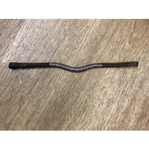 Diamante browbands. Cob or Full Size. Red/Clear/Blue stones.Black Leather.