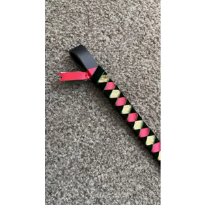 Dark Green velvet and gold/red ribbon diamond browband.  14
