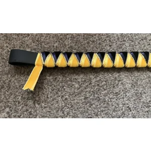 Browband Heaven Navy/Yellow/Gold sharkstooth browband. 16”. Black pvc