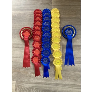 10 x 1 Tier 1st to 3rd Rosettes & Champion/Reserve 3 Tier.  Show Pack