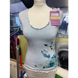 Hac-Tac ladies layered white and turquoise top. Size 8. BNWT. RRP £24