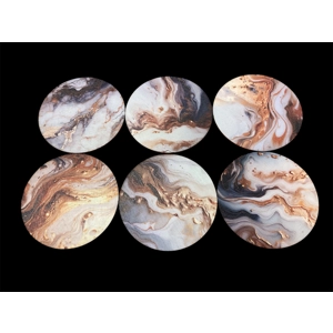 Set of 6 marble effect rubber coasters.  Various colours. BN