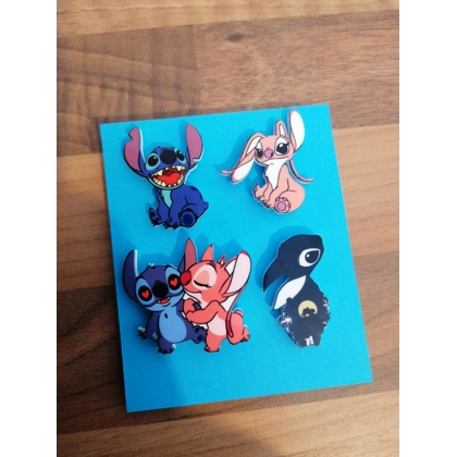 Disney Stitch & Angel 4 Piece Pin Badge Set Disney Stitch & Angel 4 Piece Pin Badge Set