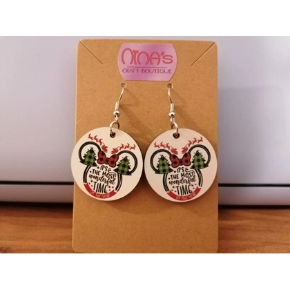 Disney Sublimated Christmas Round Earrings Set