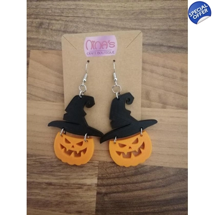 Halloween Pumpkin-Witch 3D Printed Earrings Set Halloween Pumpkin-Witch 3D Printed Earrings Set
