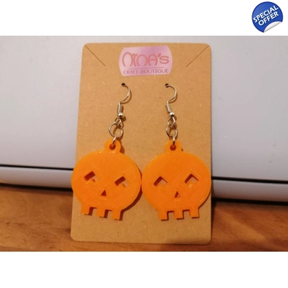 Halloween Pumpkin Skull 3D Printed Earrings Set Halloween Pumpkin Skull 3D Printed Earrings Set
