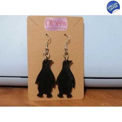 Penguin Black Silhouette 3D Printed Earrings Set Penguin Black Silhouette 3D Printed Earrings Set