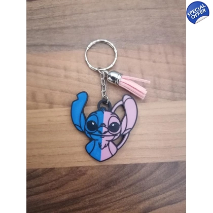 Disney Stitch & Angel Valentines 3D Printed Keyring Disney Stitch & Angel Valentines 3D Printed Keyring