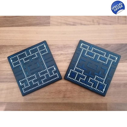 Pac Man Style 3D Printed Drinks Coaster Mr & Mrs Gift Set Level 1 Maze