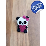 Panda Cute With Pink Glitter Heart Sin..