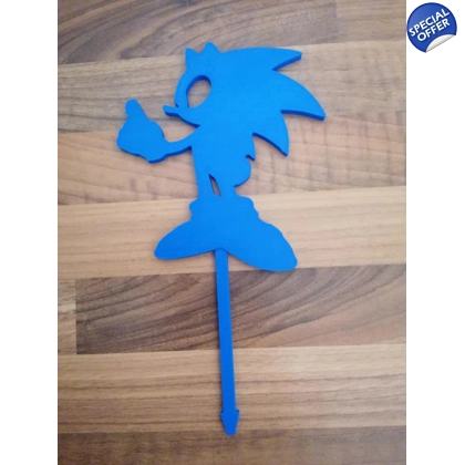 Sonic The Hedgehog - Sonic Standing Silhouette 3D Printed Cake Topper Sonic The Hedgehog - Sonic Standing Silhouette 3D Printed Cake Topper