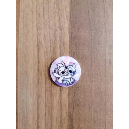 Disney Lilo & Stitch - Stitch & Angel - Hugging Single Round Pin Badge Disney Lilo & Stitch - Stitch & Angel - Hugging Single Round Pin Badge