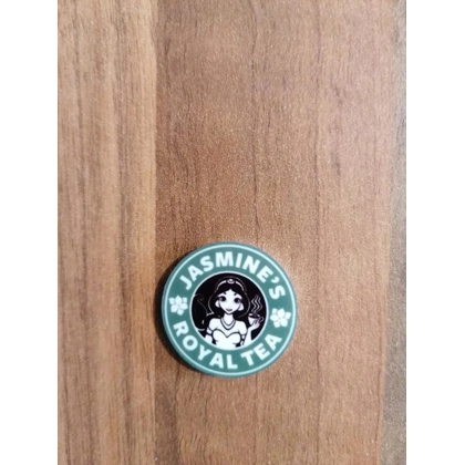 Starbucks Style - Aladdin - Jasmine - Jasmine' Royal Tea Single Round Pin Badge Starbucks Style - Aladdin - Jasmine - Jasmine' Royal Tea Single Round Pin Badge