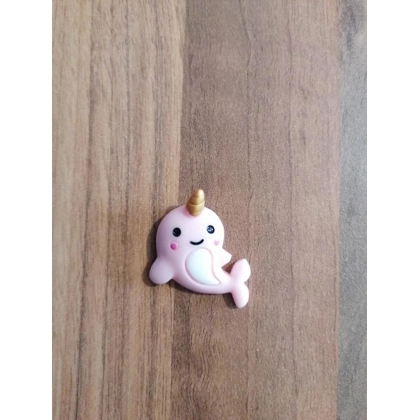 Narwhal Whale Pink Cute Plastic Single Pin Badge Narwhal Whale Pink Cute Plastic Single Pin Badge